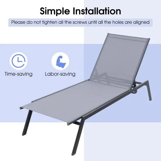 Outdoor Adjustable Chaise Lounge Chair with Lay Flat Position and Quick-Drying Fabric {3}