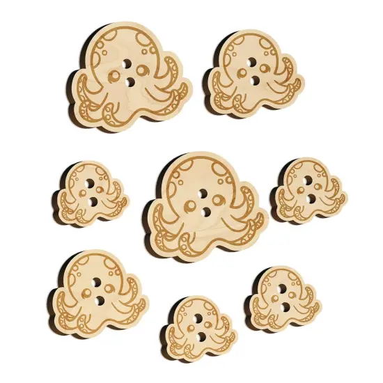 Kawaii Octopus Wood Buttons for Sewing Knitting Crochet DIY Craft {7}