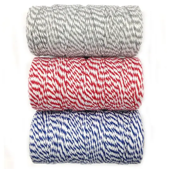 Wrapables Cotton Baker's Twine 12ply 330 Yards (Set of 3 Spools x 110 Yards) for Gift Wrapping, Party Decor, and Arts and Crafts (Grey, Red, Navy) {1}