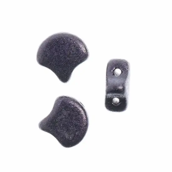 John Bead Czech Glass Jet Color Metallic Suede Ginko Beads, 50g Dark Purple {2}