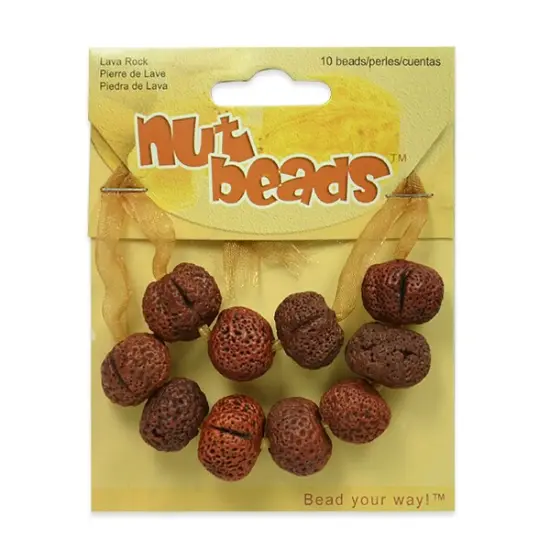 6 Packs of Lava Rock Nut Beads - 10 Pieces {1}