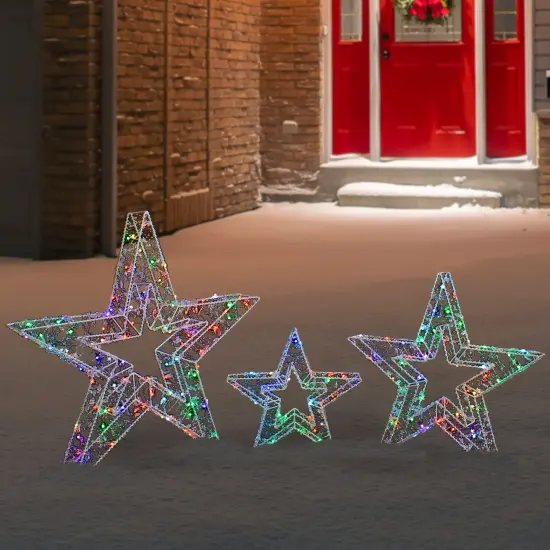 Northlight LED Lighted Multi-Function Outdoor Christmas Stars - 23" - Multicolor - Set of 3 White {4}
