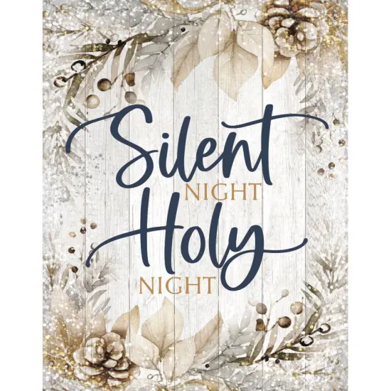 Silent Night Timberland Wood Plaque Wall Art - 11.75 inches x 15 inches {1}