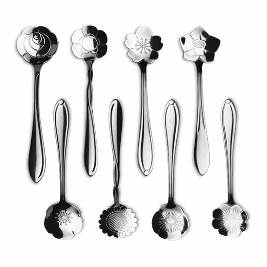 Kitcheniva Magic Floral Stainless Steel Tableware Coffee Spoon Set 8 Pcs Silver {1}