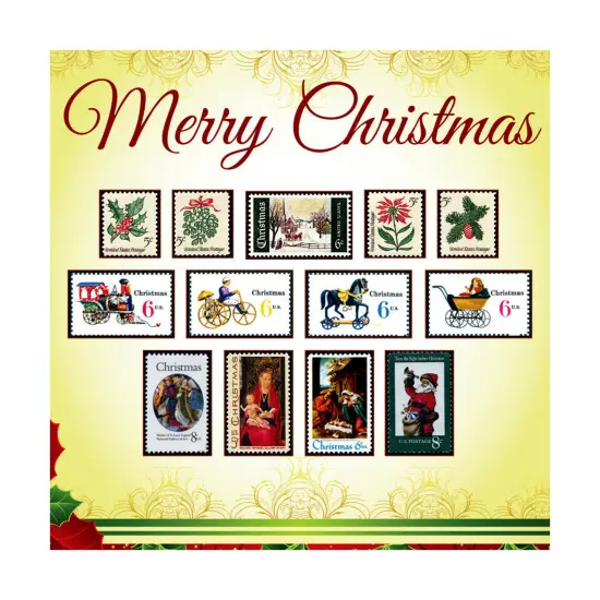 Framed Vintage Christmas Stamps {2}