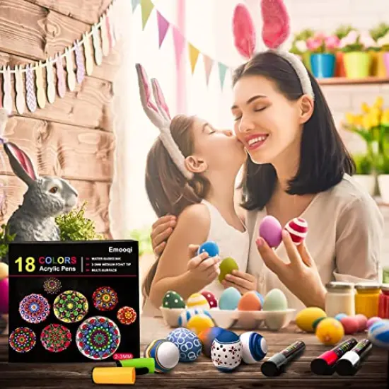 18 Colors Acrylic Paint Pens, Acrylic Paint Markers Paint Pens Paint Makers for Rocks Craft Ceramic Glass Wood Fabric Canvas -Art Crafting Supplies {6}