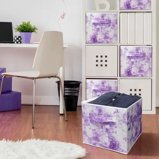 Sorbus Fabric Collapsible Cube Storage Bins Set - Tie Dye 4 Pack Tie Dye Purple {2}