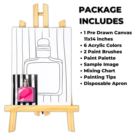 "Pink Perfume" DIY Canvas Art Kit, Adult Beginner, Acrylic Paint Size 11x14 inch {2}