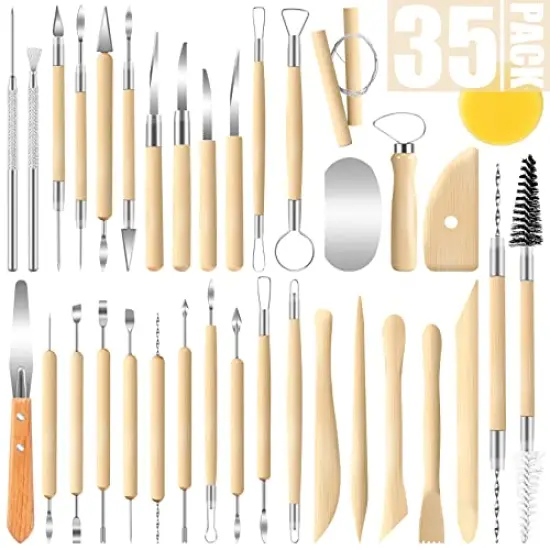 35 Pack Clay Tools Kit, Pottery Tools & Sculpting Tools, Polymer Modeling Clay Cutters Sculpture Set for Carving, Ceramics, Molding, DIY {1}