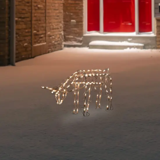 Northlight Lighted Feeding Reindeer Outdoor Christmas Decoration - 25" - Clear Lights White {3}