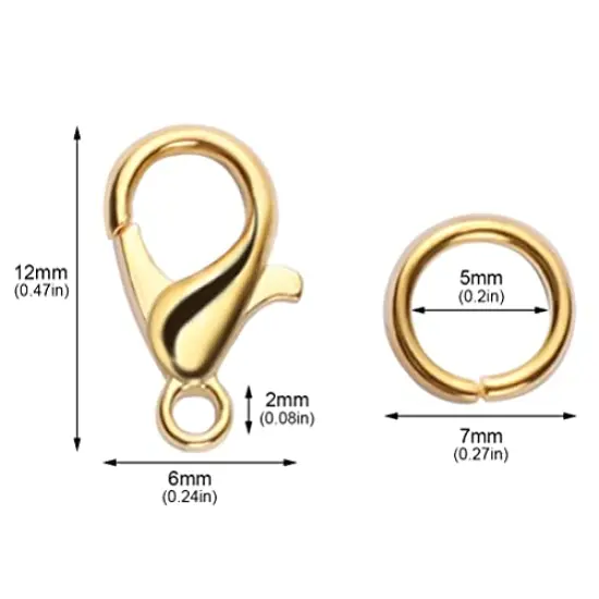 300 pcs Lobster Clasps and Open Jump Rings Set, Jewelry Clasps Lobster Claw Clasps for Jewelry Making Findings&Bracelets Stocking Stuffers Christmas Gifts(Gold, Silver) {5}