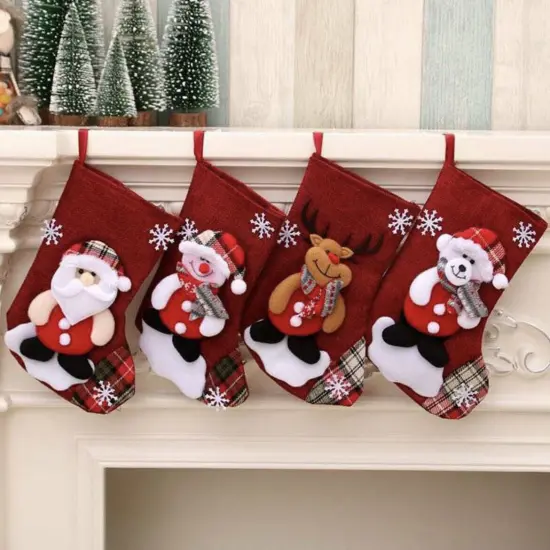 4PCS Christmas Stocking Santa Candy Gift Bag Sock Ornaments {2}