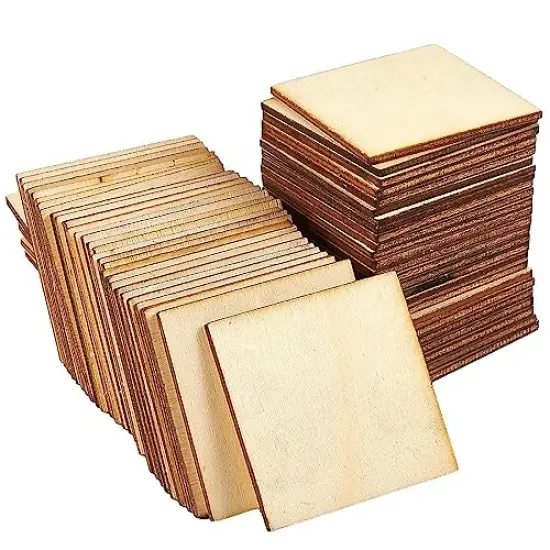 60 Pieces 2x2 Wood Squares for DIY Crafts, Unfinished Wooden Cutout Tiles for Painting {2}