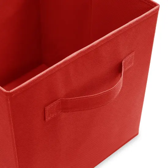 6 Collapsible Foldable Cloth Fabric Cubby Cube Storage Bins Baskets. Red {3}
