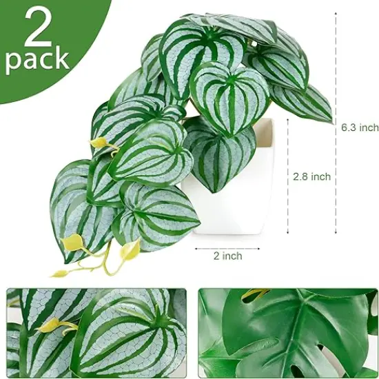 Artificial potted plants Fake Monstera Plant Mini Fake Plants Small Faux Plants for Desk Office Living Room Decor {2}