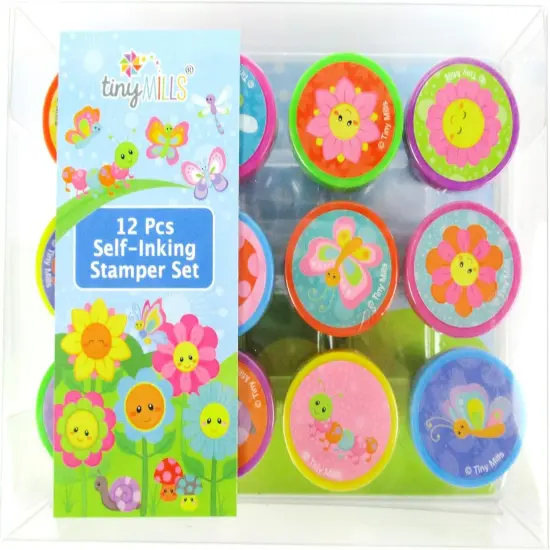 TINYMILLS 12 Pcs Spring Flowers Butterfly Stamp Kit {1}