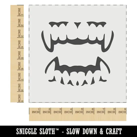 Vampire Teeth Fangs Jaws Mouth Halloween Wall Cookie DIY Craft Reusable Stencil {1}