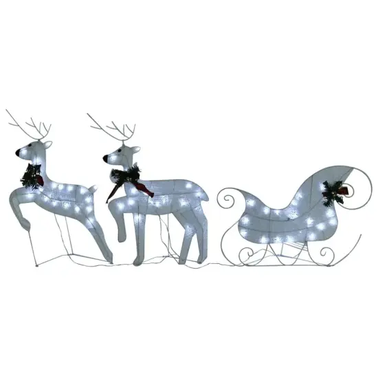 White Reindeer & Sleigh Christmas Decoration with 60 LEDs {1}
