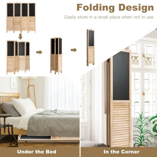 4-Panel Folding Privacy Room Divider Screen with Chalkboard {5}