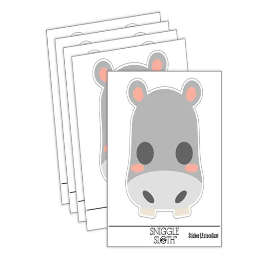 Kawaii Chibi Hippopotamus Face Blushing Cheeks Waterproof Vinyl Phone Tablet Laptop Water Bottle Sticker Set - 5 Pack {2}