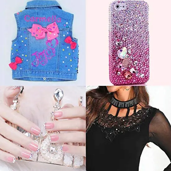 10000 Pieces Flatback Glass Hotfix Iron On Rhinestones Crystal for DIY Making with 1 Tweezer & 1 Picking Pen for Shoes, Clothes, Face Art, Bags, Manicure (12-Colors, 3 Sizes) {3}