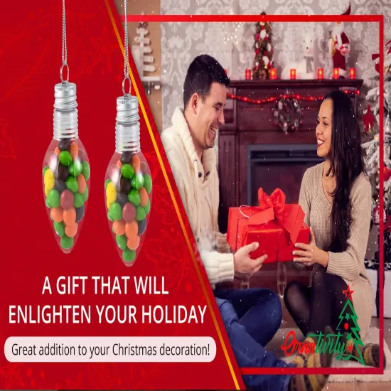 RN'D Toys Clear Fillable Ornaments - Shatterproof Transparent Plastic Craft Ornament Bulb Decorations for DIY Christmas Light Bulb Ornament Set - Pack of 24 {6}