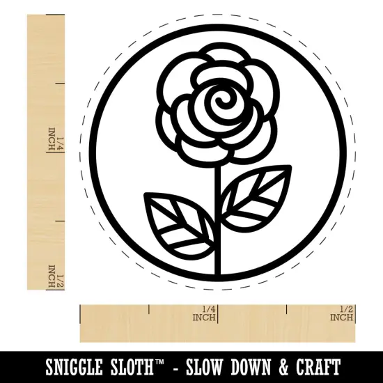 Rose Flower in Circle Self-Inking Rubber Stamp for Stamping Crafting Planners Purple {1}