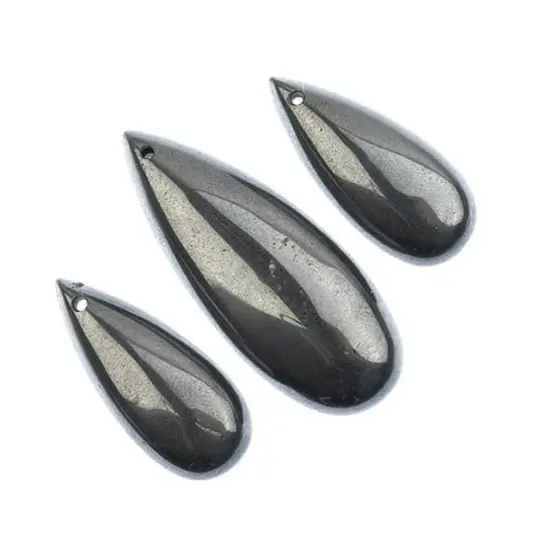 Earth's Jewels Semi-Precious Natural Hematite Teardrop Pendants, 3pcs {2}