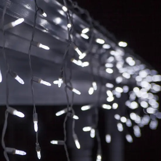 70 Cool White M5 LED Icicle Lights Set 7.5Ft. White Wire Christmas {3}