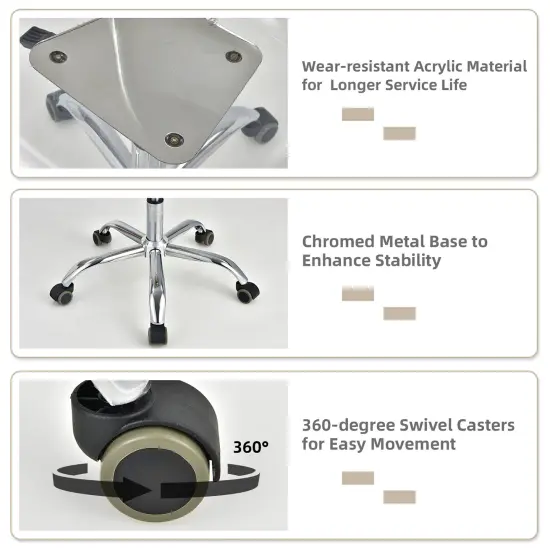 Costway Rolling Acrylic Armless Office Chair Swivel Vanity Chair Adjustable Height {5}