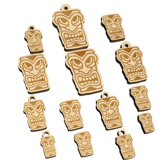 Hawaiian Tiki Head Mini Wood Shape Charms Jewelry DIY Craft {7}