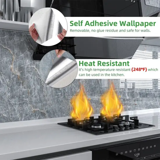 Waterproof and Oil-Proof Self-Adhesive Aluminum Foil Kitchen Wall Sticker {3}