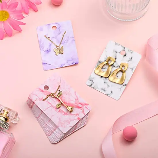 900 Pieces Marble Earring Necklace Display Card Holder for Selling, 250 Pieces 5 Colors Jewelry Display Cards 150 Pcs Self Seal Bags and 500 Earring Back for Jewelry Packing, 2 x 2.8 Inches (Marble) {5}