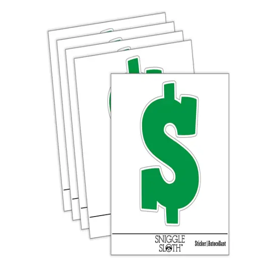 Dollar Sign Money Symbol Waterproof Vinyl Phone Tablet Laptop Water Bottle Sticker Set - 5 Pack {2}