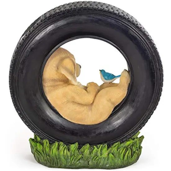 Welcome Puppy Dog Solar Powered LED Outdoor Decor Garden Light Outdoor Decor Garden Light Welcome Chillax Puppy Statues Outdoor Funny Figurine Decor for Outside Patio, Yard, Lawn {6}