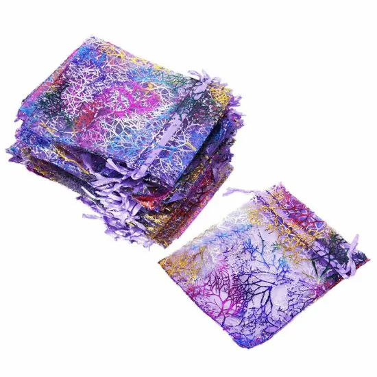 Kitcheniva 100 Pcs Coralline Organza Favor Drawstring Gift Bags DIY Purple {1}
