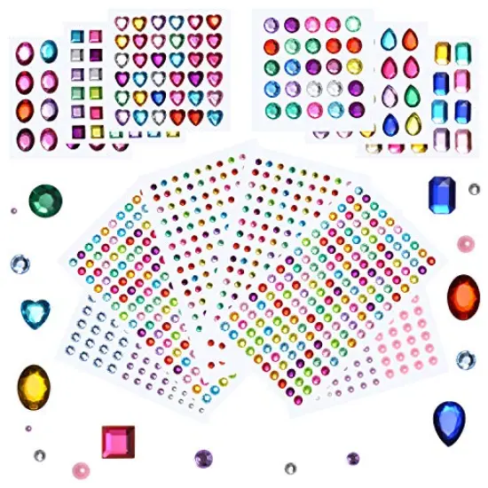 1141 Pieces Rhinestone Stickers Self-Adhesive, Gems for Crafts Bling Jewel Crystal Stickers for DIY Craft Nail Body Makeup Festival {2}