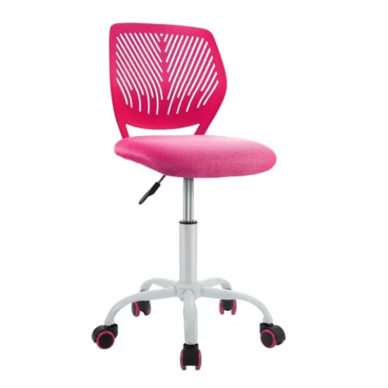 Adjustable Office Task Desk Armless Chair Pink {3}