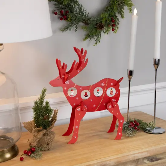 Northlight Reindeer Cut-Out Ornament Holder Christmas Decoration - 13.25" - Red and White {3}