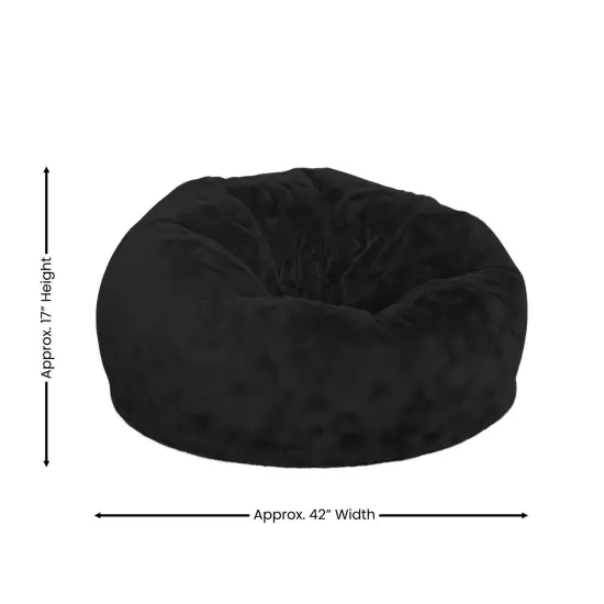 Emma and Oliver Oversized Bean Bag Chair for Kids and Adults Black Furry {4}