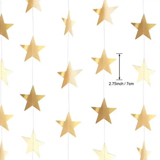 Glitter Star Garland Banner Decoration, 130 Feet Bright Star Hanging Bunting Banner Backdrop for Engagement Wedding Baby Shower Birthday Christmas Party Decor (Champagne Gold) {1}