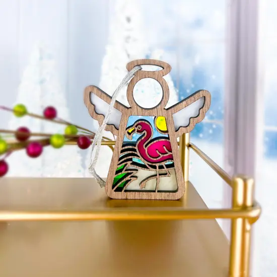 3.5" (H) Flamingo Beach Ornament - Handcrafted in Texas - Mother's Angels&reg; Christmas Angel Wings Figurine {5}