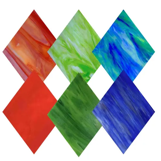 Wissmach 6 Sheet Mixed Color Variety Stained Glass Pack, RED/Green/Blue {2}