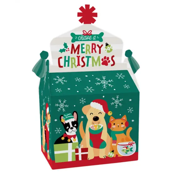 Big Dot of Happiness Christmas Pets - Treat Box Party Favors - Cats and Dogs Holiday Party Goodie Gable Boxes - Set of 12 {1}