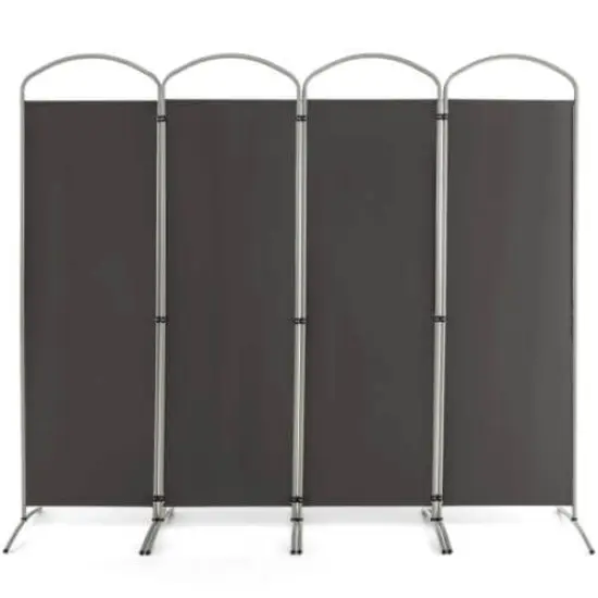 6.2Ft Folding 4-Panel Room Divider for Home Office Living Room Grey {3}