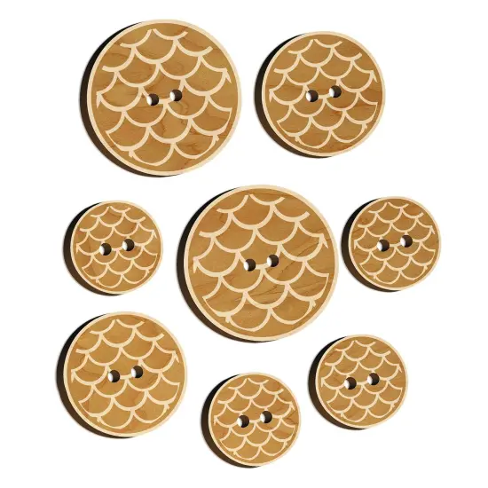 Mermaid Dragon Fish Scales Circle Wood Buttons for Sewing Knitting Crochet DIY Craft {7}