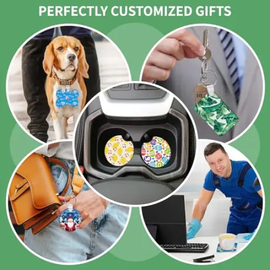 114Pcs Sublimation Blanks Products, Sublimation Blanks Set Including DIY Blank Makeup Bag, Keychain, Earring, Pillow Cover, Mouse Pad, Coaster Garden Flag for Sublimation Heat Transfer Christmas Craft {5}