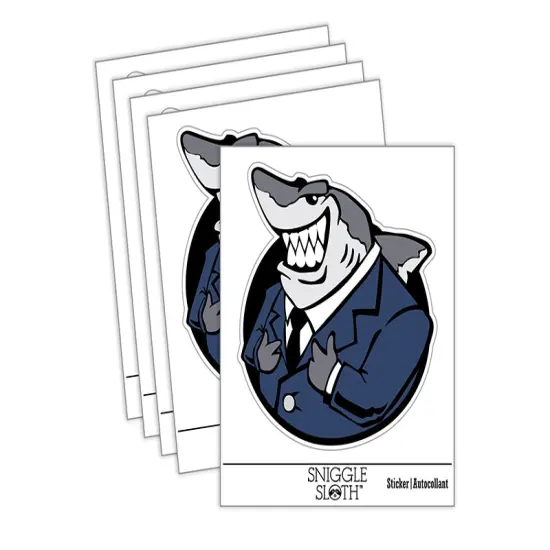 Lawyer Loan Shark in a Business Suit Waterproof Vinyl Phone Tablet Laptop Water Bottle Sticker Set - 5 Pack {2}