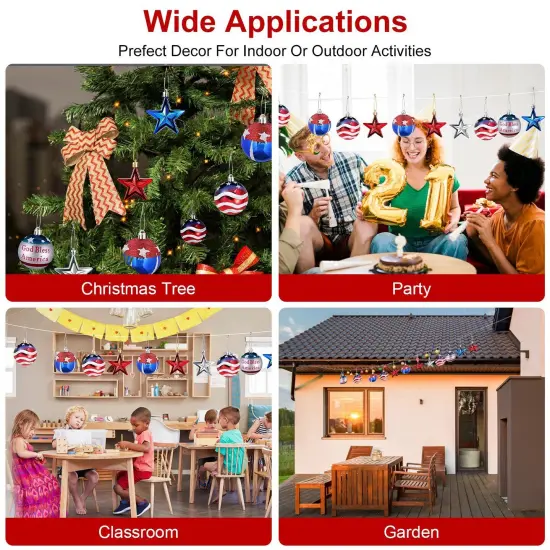 24Pcs Set Hanging Ornaments Ball Star Christmas Tree and Wall Decoration {5}