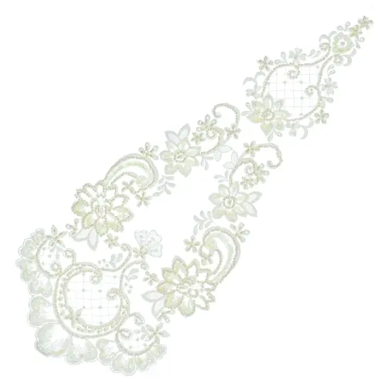 Vintage Oriental Flower Bridal Applique/Patch Ivory {1}